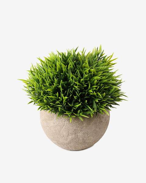Faux Foliage In Grey Rustic Ceramic Pot | Set Of 4