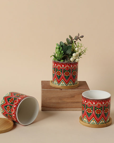 Multicolour Abstract Design Ceramic Planter