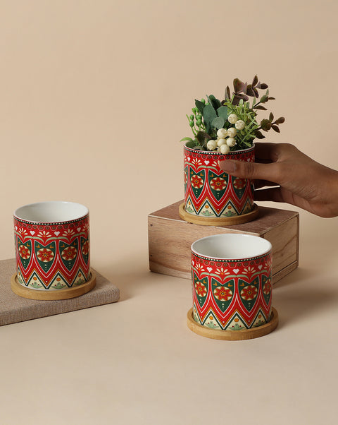 Multicolour Abstract Design Ceramic Planter