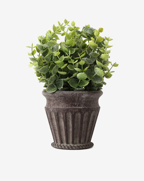 Faux Foliage In Rustic Brown Ceramic Pot