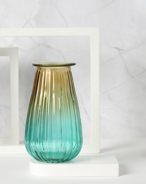 Yellow & Blue Glass Vase
