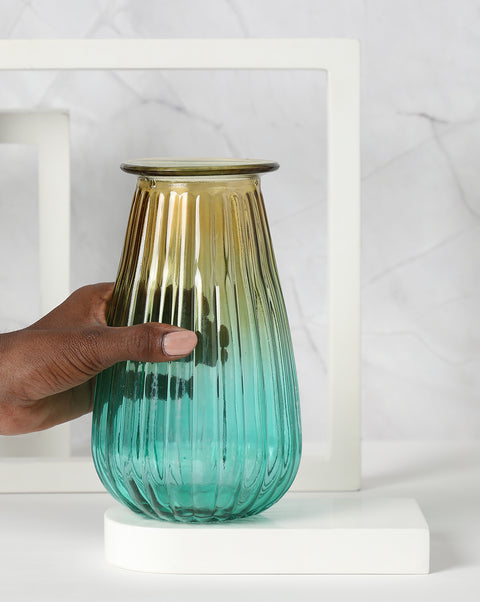 Yellow & Blue Glass Vase