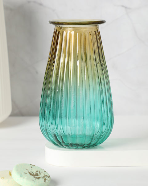 Yellow & Blue Glass Vase