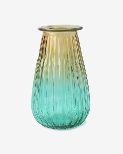 Yellow & Blue Glass Vase