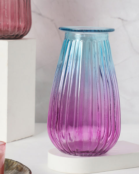 Blue and Purple Textured Glass Vase