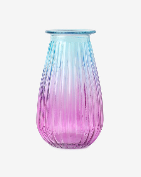 Blue and Purple Textured Glass Vase