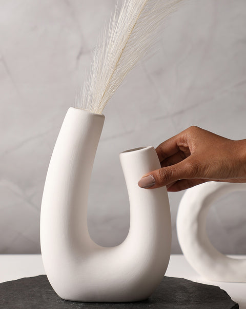 White Abstract Ceramic Vase