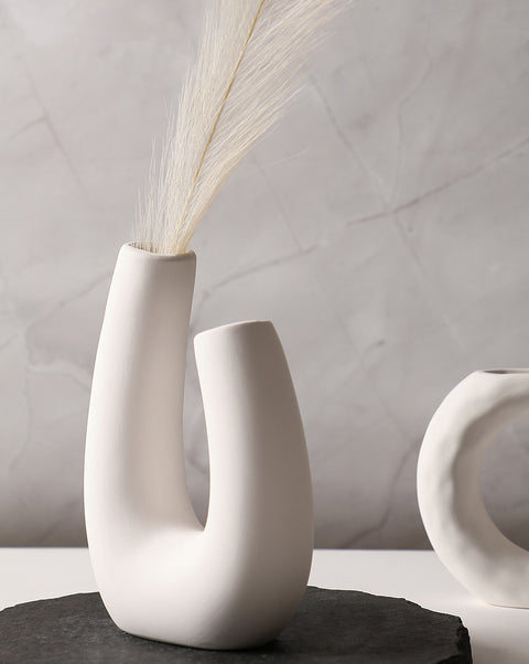 White Abstract Ceramic Vase