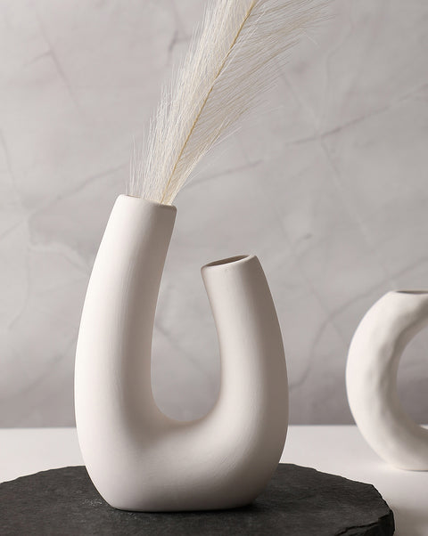 White Abstract Ceramic Vase