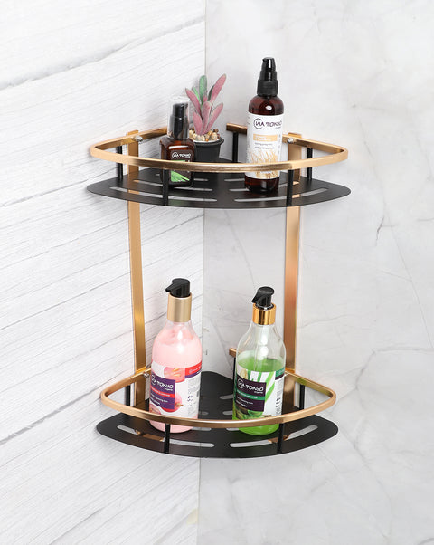 Black & Gold Solid Stainless Steel Toiletry Rack