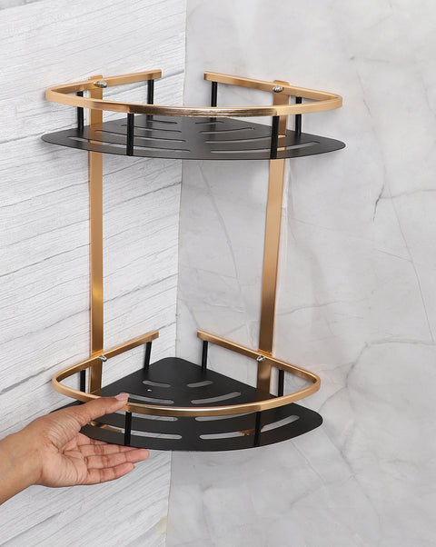 Black & Gold Solid Stainless Steel Toiletry Rack