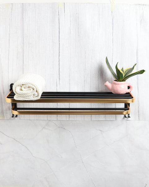 Black & Gold Solid Stainless Steel Towel Rack