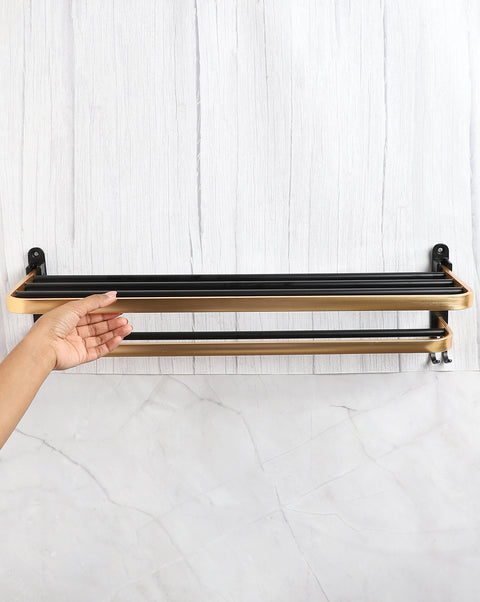 Black & Gold Solid Stainless Steel Towel Rack