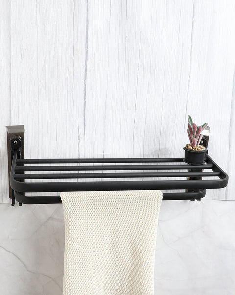 Black Solid Stainless Steel Towel Rack