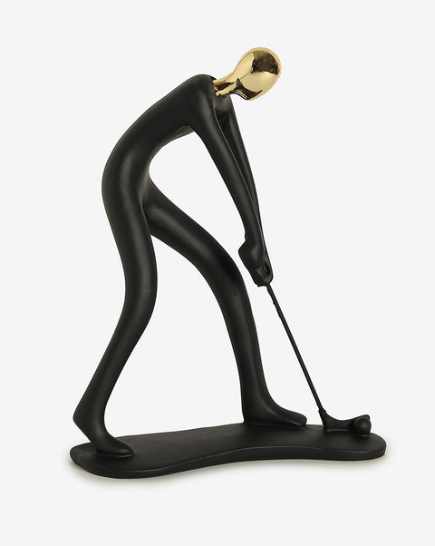 Black Golf Playing Ceramic Figurine | Pack Of 1