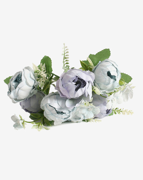 Blue Peonies Faux Decorative Flower Bouquet | PACK OF 1