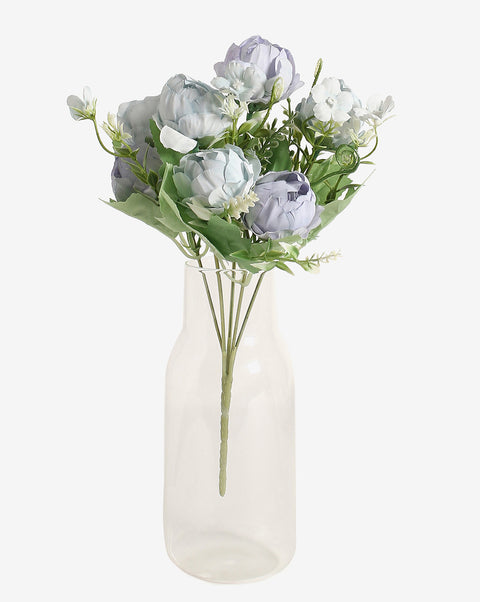 Blue Peonies Faux Decorative Flower Bouquet | PACK OF 1