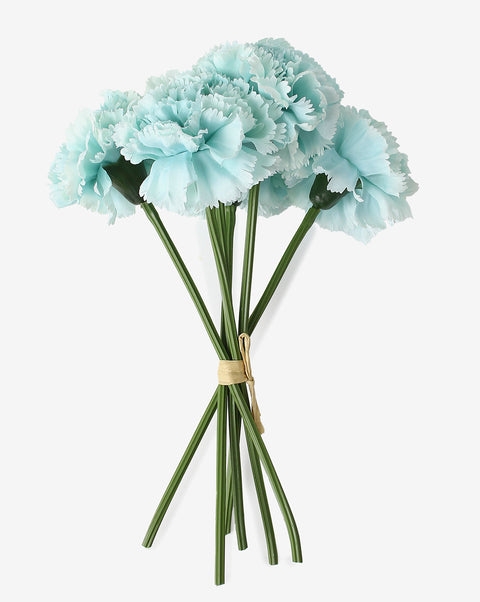 Blue Carnation Faux Decorative Flower Bouquet | PACK OF 6