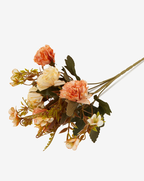 Yellow & Orange Carnation Faux Decorative Flower Bouquet | PACK OF 1