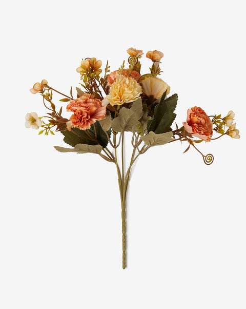 Yellow & Orange Carnation Faux Decorative Flower Bouquet | PACK OF 1