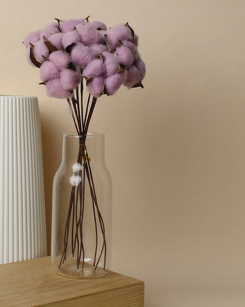 Lavender Cotton Faux Decorative Flower Bouquet | PACK OF 10