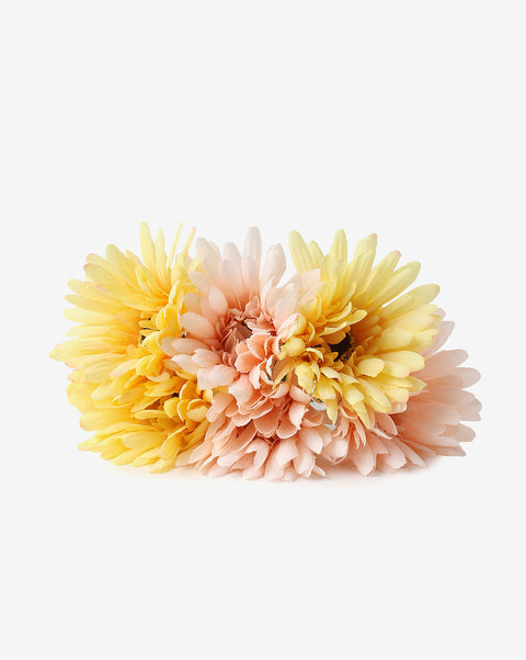 Yellow & Peach Daisy Faux Decorative Flower Bouquet | PACK OF 6