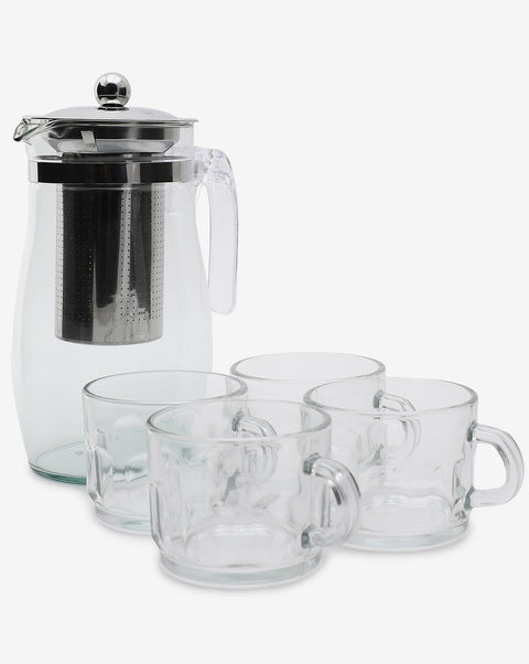 Solid Glass Teapot & Cup Set | Pack Of 5