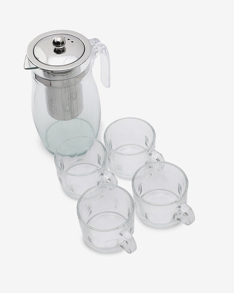 Solid Glass Teapot & Cup Set | Pack Of 5