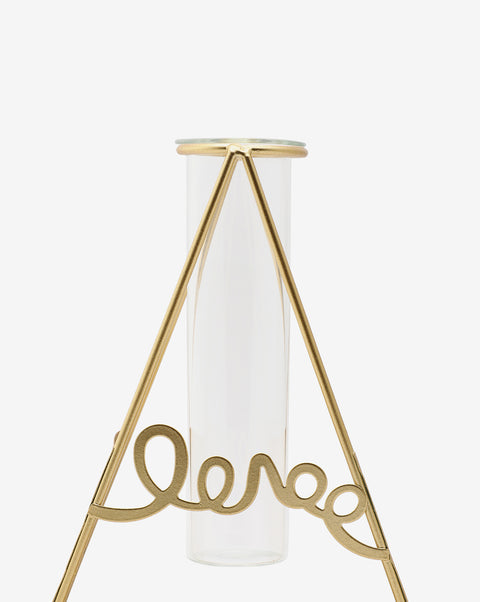 Gold Solid Triangle Metal Glass Test Tube Vase | Pack Of 1