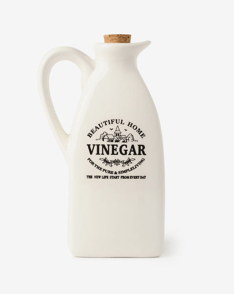 White Solid Printed Ceramic Salt & Pepper Vinegar Oil Storage Accessories | Pack Of 4