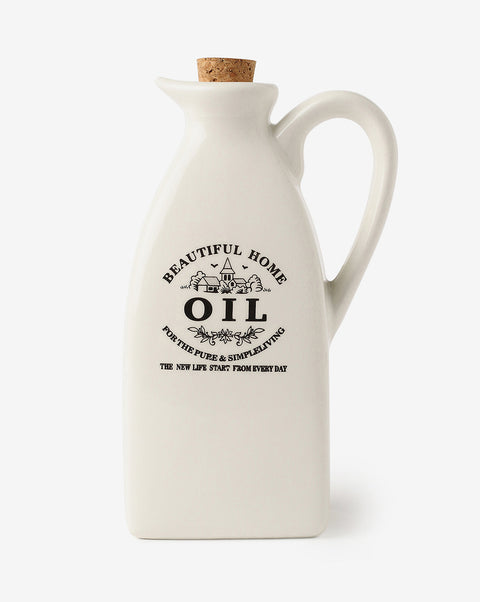 White Solid Printed Ceramic Salt & Pepper Vinegar Oil Storage Accessories | Pack Of 4
