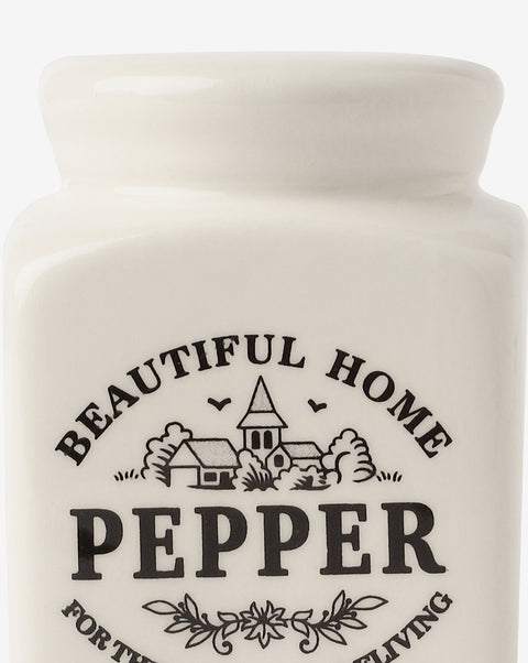 White Solid Printed Ceramic Salt & Pepper Vinegar Oil Storage Accessories | Pack Of 4