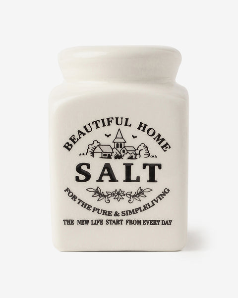White Solid Printed Ceramic Salt & Pepper Vinegar Oil Storage Accessories | Pack Of 4