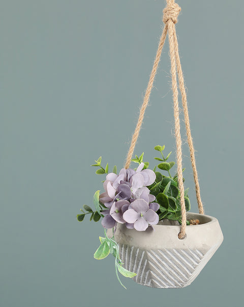 Grey Textured Ceramic Hanging Planter | Pack Of 1