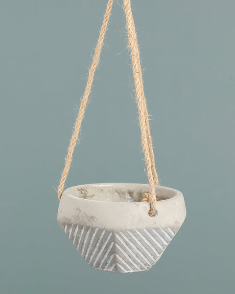 Grey Textured Ceramic Hanging Planter | Pack Of 1