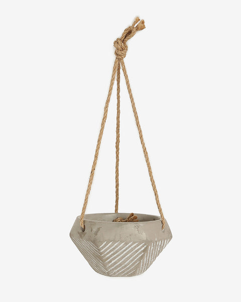 Grey Textured Ceramic Hanging Planter | Pack Of 1