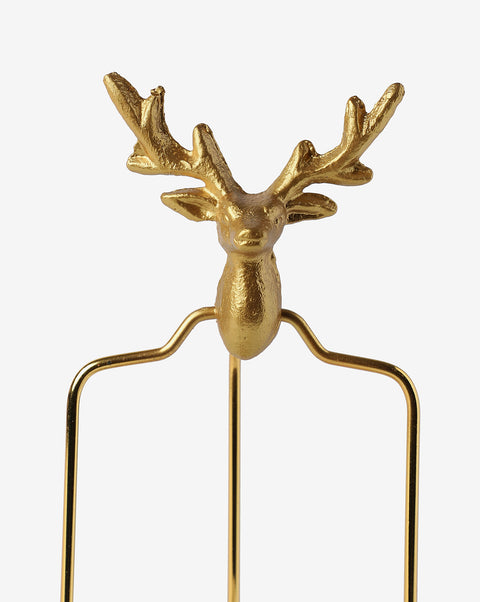 White & Light Blue Solid Ombre Ceramic Planter With Gold Reindeer Metal Stand | Pack Of 1