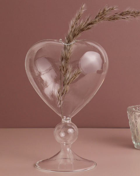 Transparent Solid Heart Shaped Glass Vase | Pack Of 1