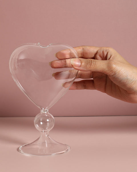 Transparent Solid Heart Shaped Glass Vase | Pack Of 1