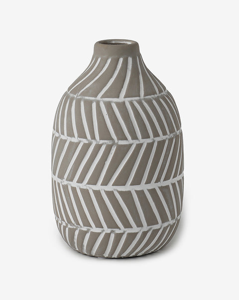 Grey Textured Minimalistic Ceramic Vase | Pack Of 1