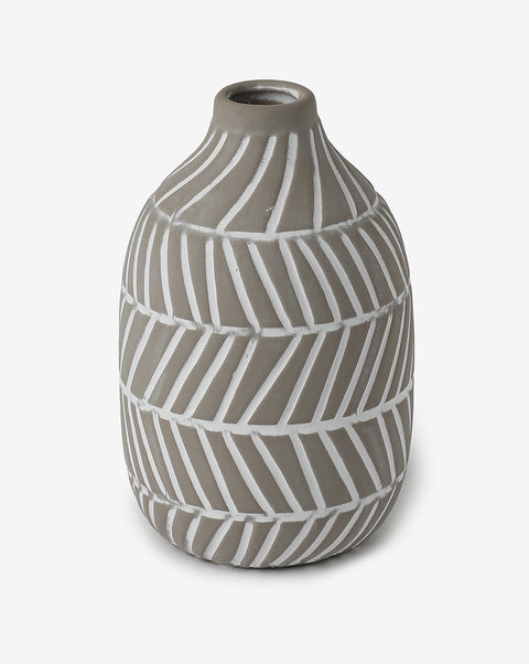 Grey Textured Minimalistic Ceramic Vase | Pack Of 1
