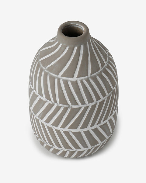 Grey Textured Minimalistic Ceramic Vase | Pack Of 1