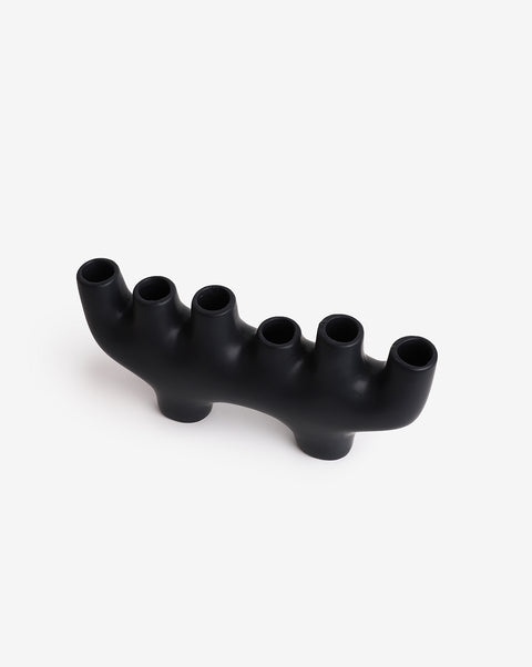 Black Solid Minimalistic Ceramic Candle Stick Stand