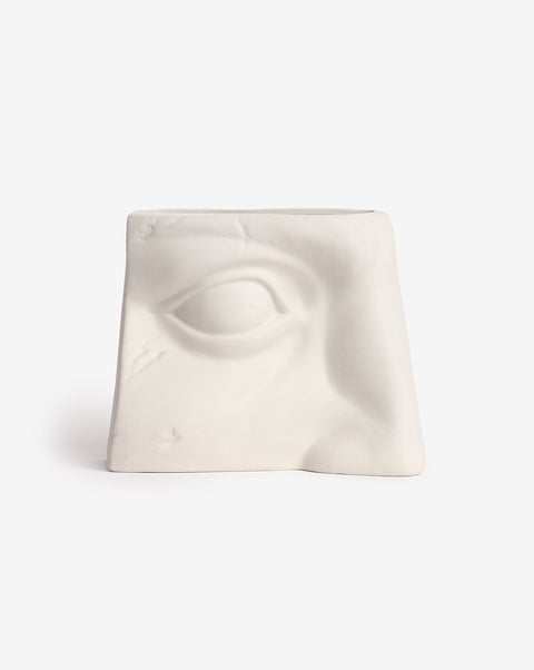 White Solid Eye Shaped Minimalistic Ceramic Vase