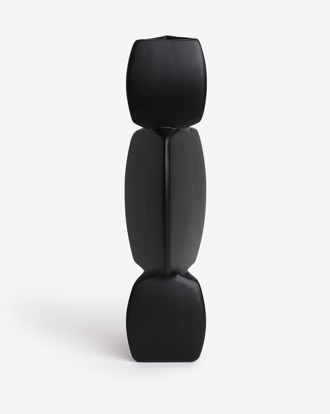 Black Solid Abstract Shaped Minimalistic Ceramic Vase