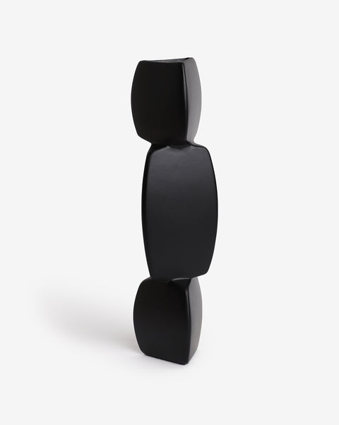 Black Solid Abstract Shaped Minimalistic Ceramic Vase