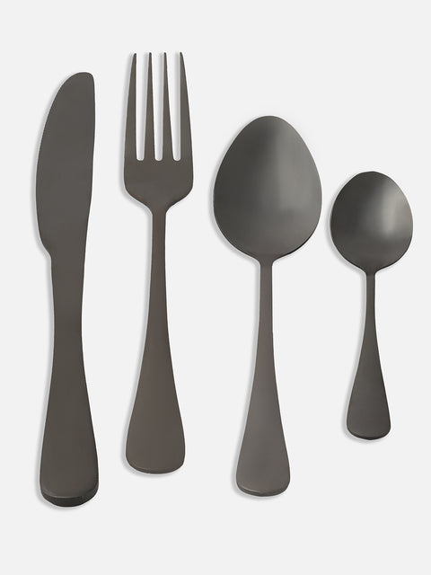 BLACK SOLID METAL CUTLERY SET4