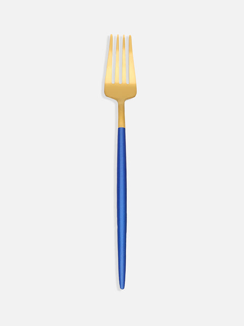 COBALT BLUE & GOLD SOLID STAINLESS STEEL CUTLERY SET