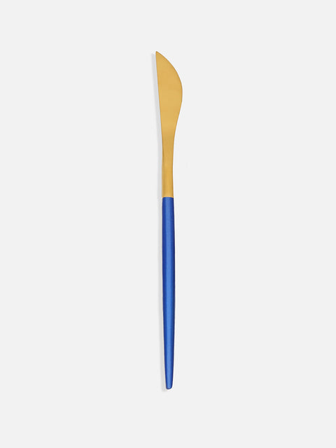 COBALT BLUE & GOLD SOLID STAINLESS STEEL CUTLERY SET