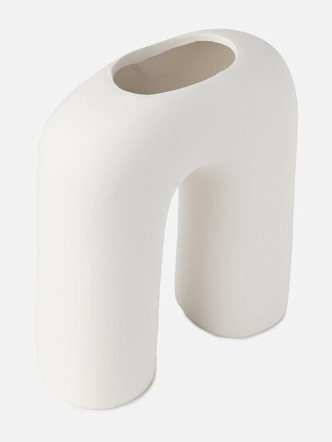 WHITE ABSTRACT SHAPED CERAMIC VASE